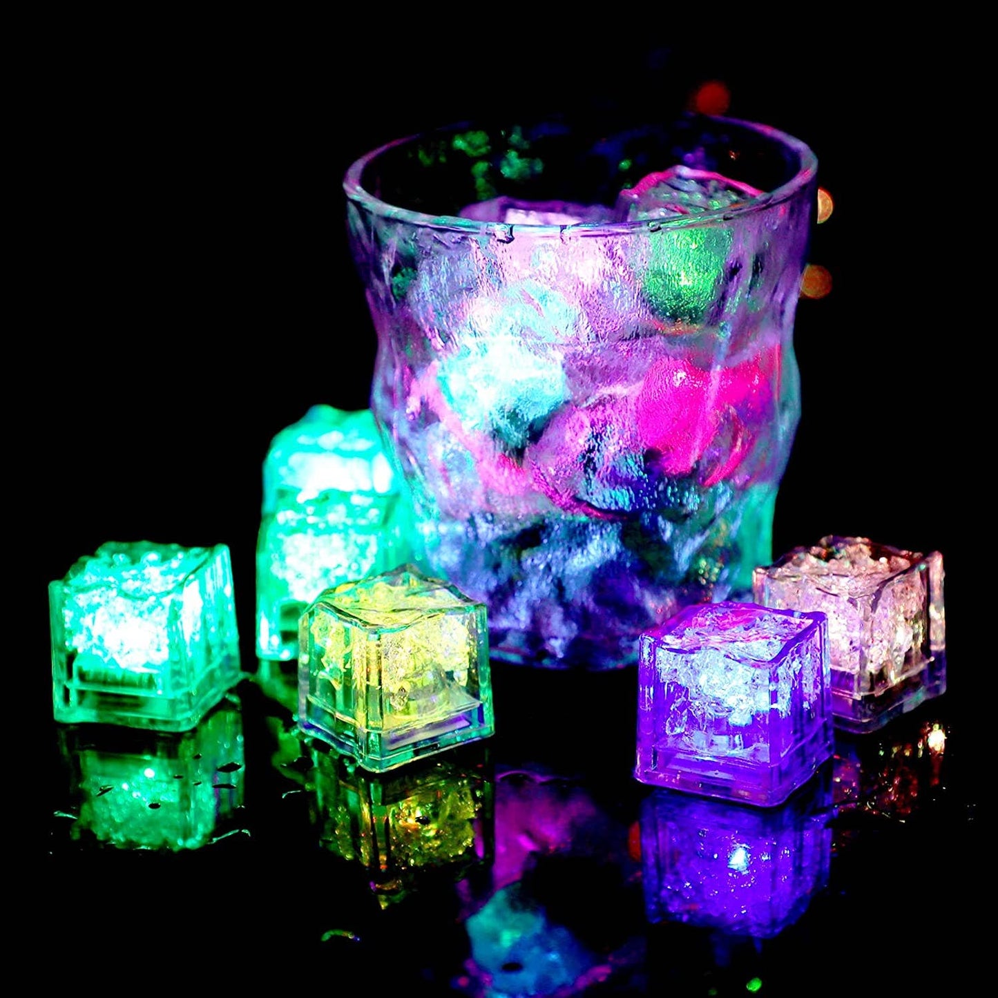 Freeze-able Flashing Multi-color or Diamond White Ice Cubes