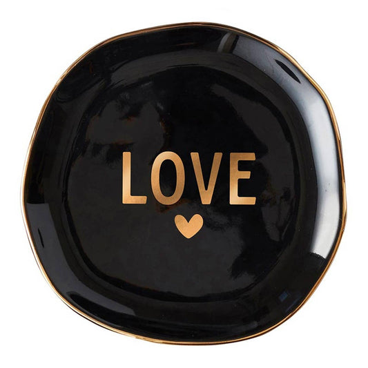 Ceramic Tray with Makeup Sponge - Black