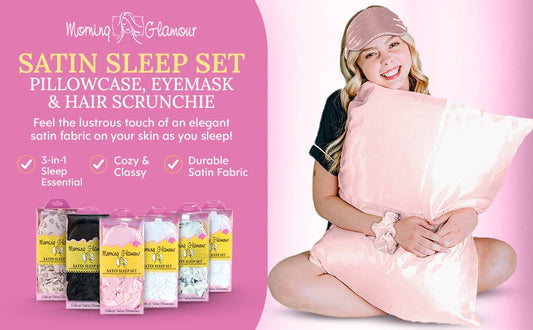 Satin Sleep Set-Pillowcase, Sleep Mask & Hair Scrunchie