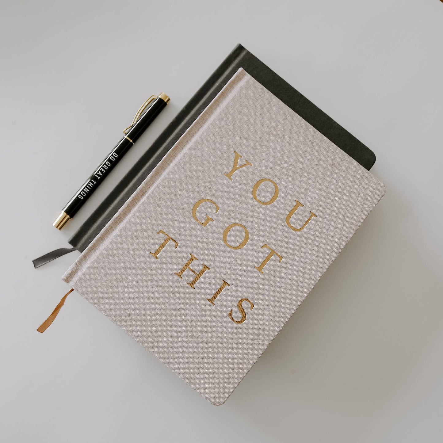 You Got This - Tan and Gold Foil Fabric Journal