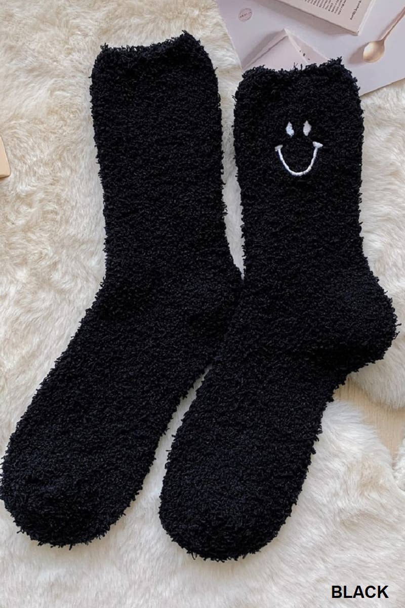 Socks - Happy Face Smiley Fuzzy